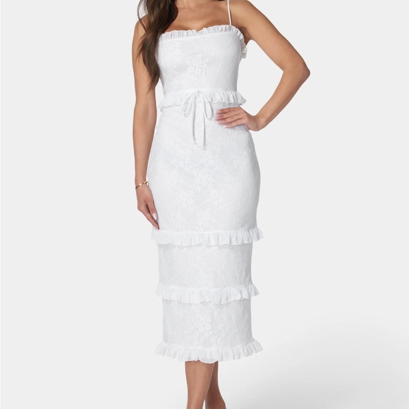 Bebe Smock Ruffle Maxi Dress - Picture 4 of 11